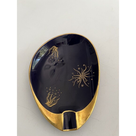 Porcelain Trinket Dish Lindner Bavaria Germany Echt Cobalt Blue/Gold - Picture 3 of 10